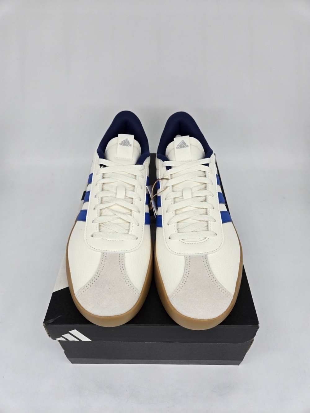Adidas Men's VL Court 3.0 JR8634 Core White Bright Royal Dark Blue Shoes Size 11 - Picture 2 of 8